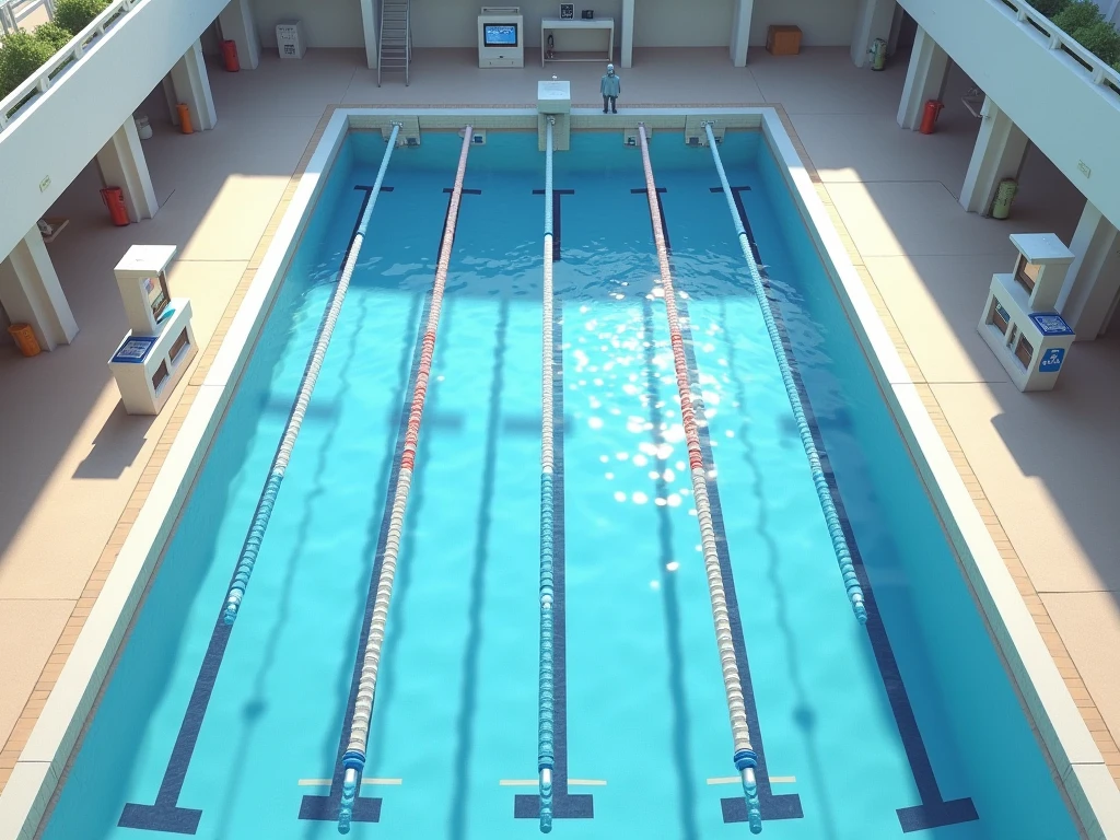 Minimal pool lane markers in soft contrast